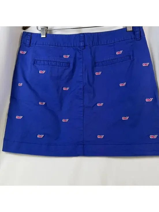 Vineyard Vines Women's Size 8 Blue Embroidered Whale Chino Mini Skirt w/ Pockets - Picture 9 of 9